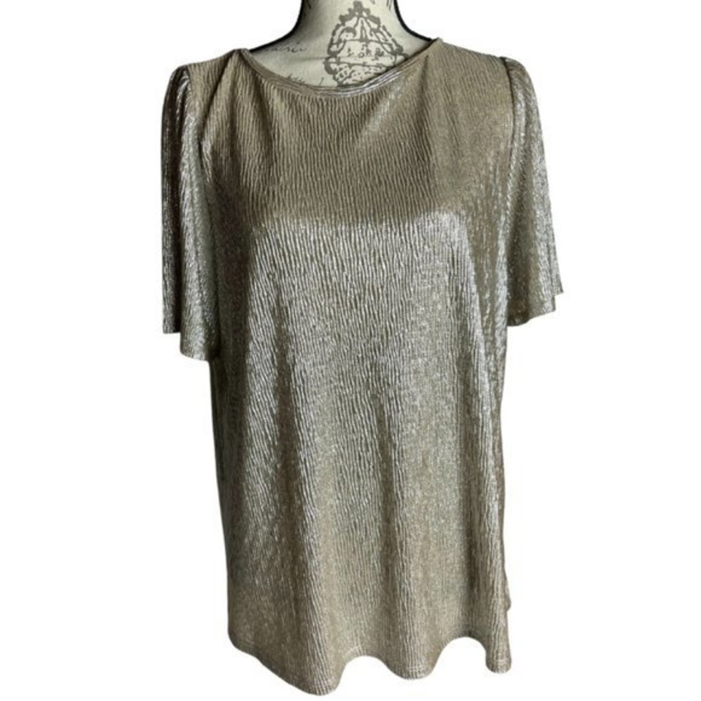 Loft Blouse Shimmer Beige/Gold Size Large‎